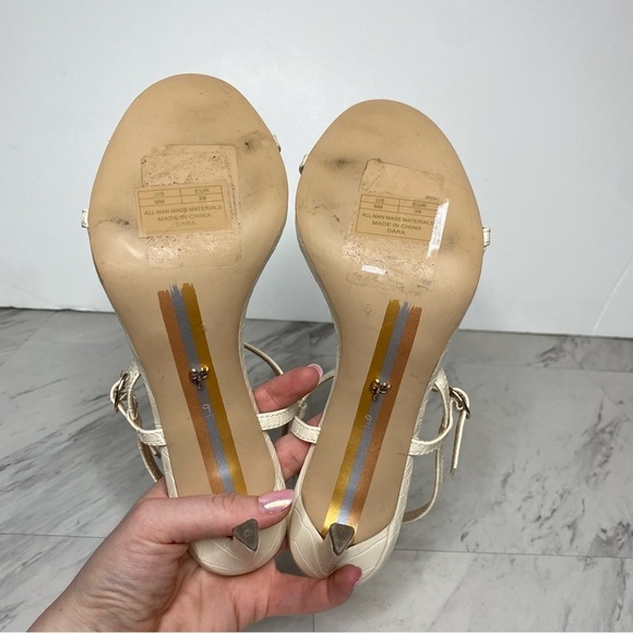 Sam Edelman Dara Ivory Croc Faux Leather Heeled Sandal 9M - Picture 13 of 14
